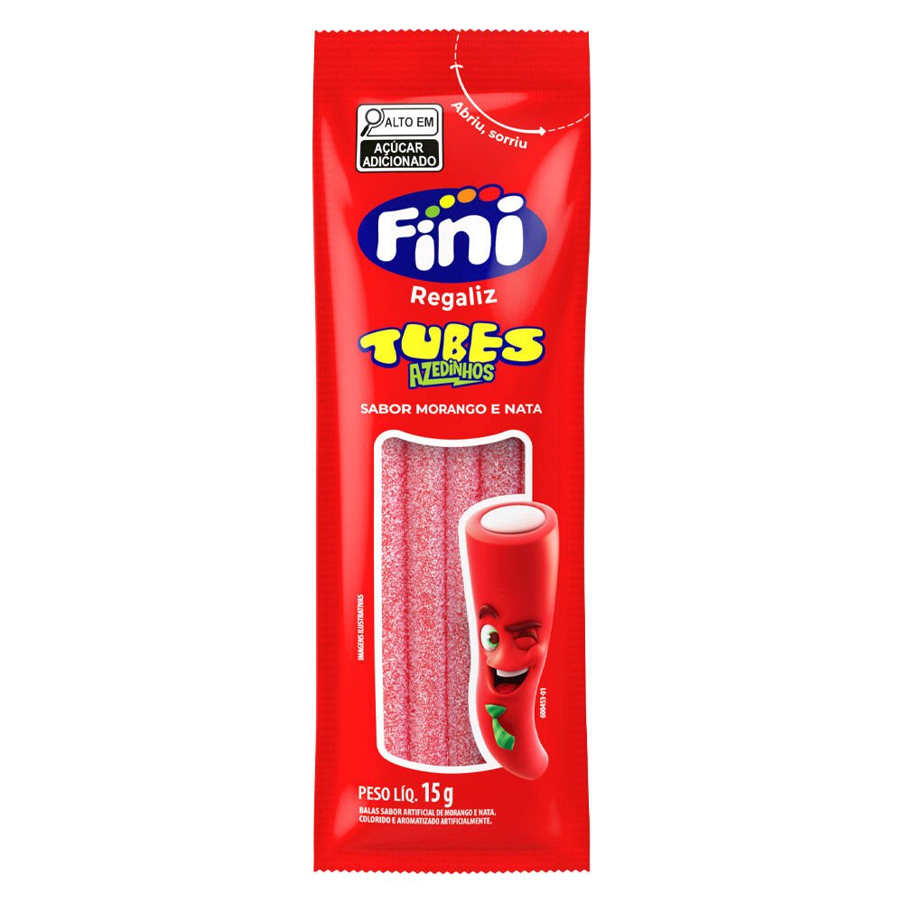 Pacote Fini Tubes Morango Azedinho 15g