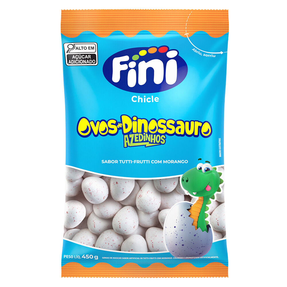 Pacote Chiclete Fini Ovos de Dinossauro Azedinhos 450g 