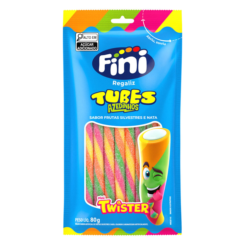 Pacote Fini Tubes Azedinho Twister Frutas Silvestres 80g