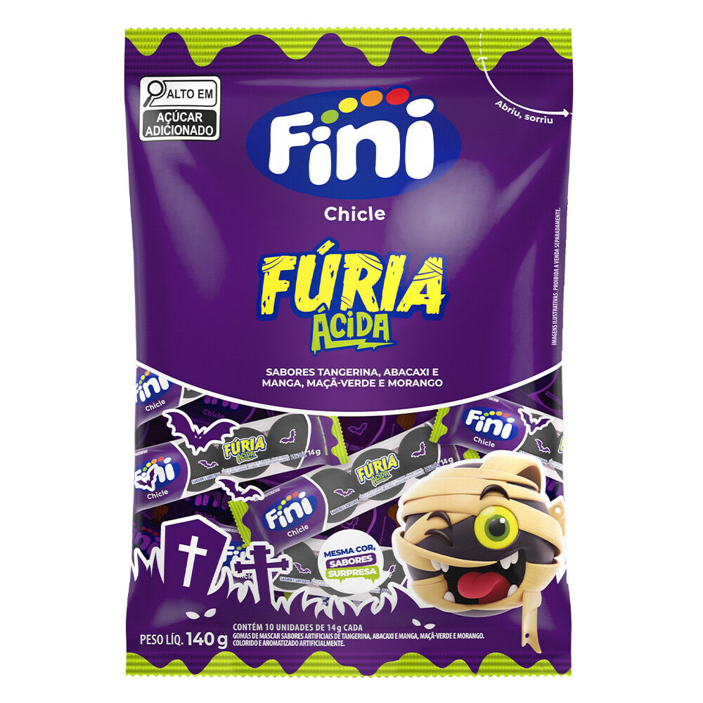 Pacote Chiclete Fini F&uacute;ria &Aacute;cida 140g