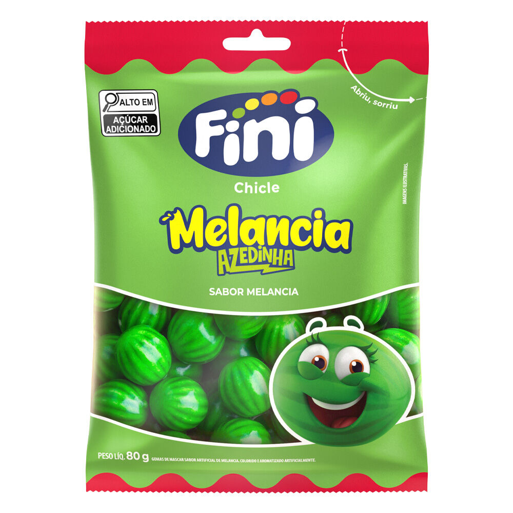 Pacote Chiclete Fini de Mel&acirc;ncia Azedinha 80g 