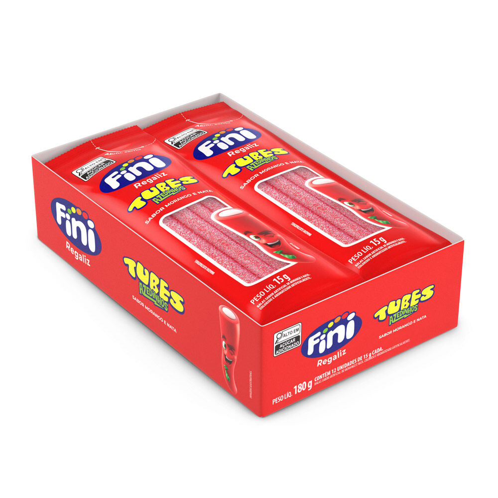Fini Tubes Morango Azedinho Caixa 12 Unidades de 15g