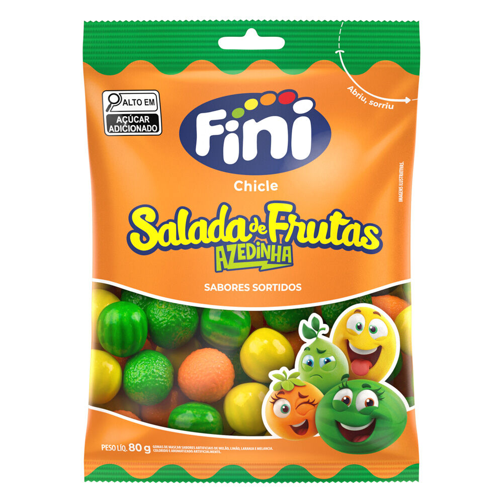 Pacote Chiclete Fini Salada de Frutas Azedinha 80g