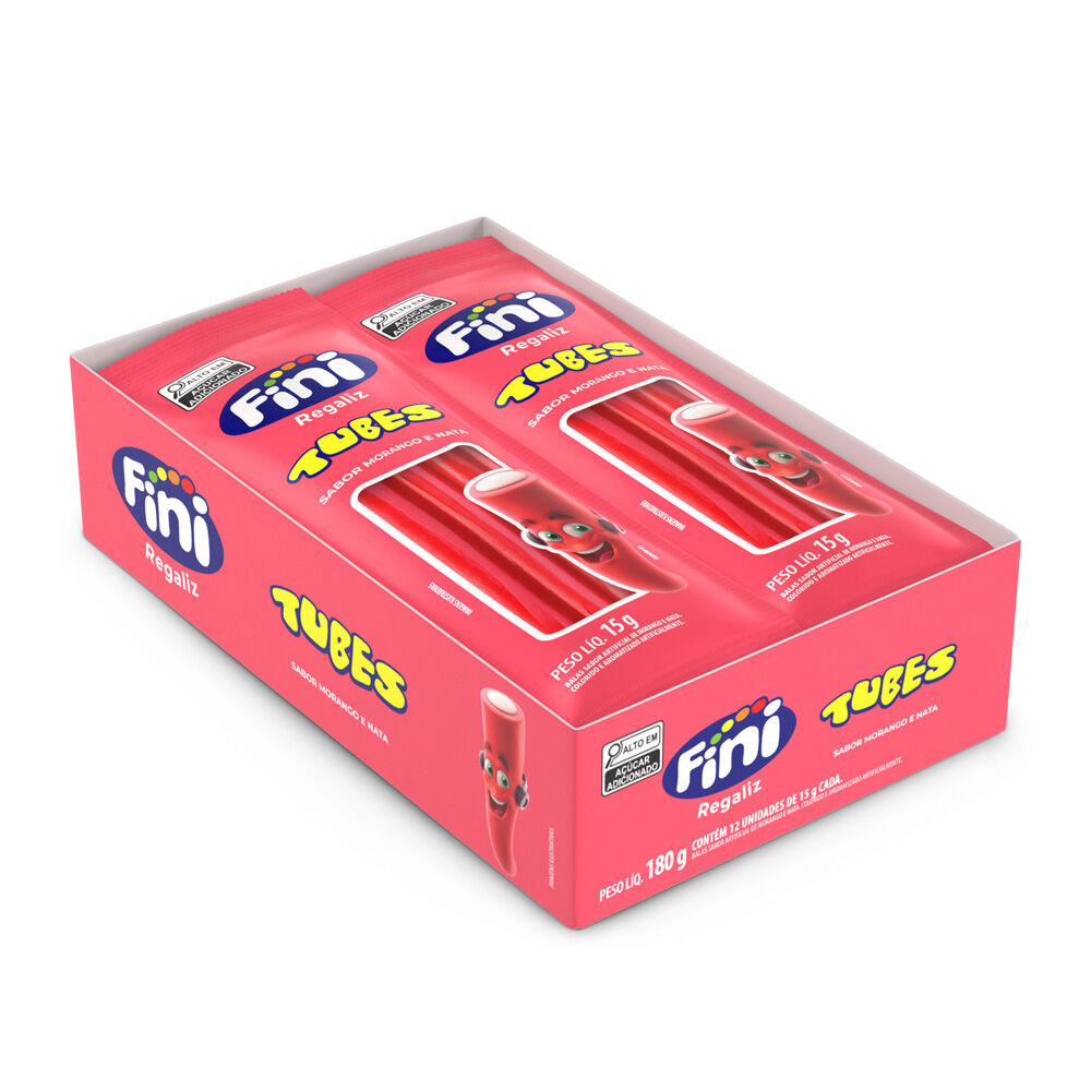 Fini Tubes Morango Caixa 12 Unidades de 15g