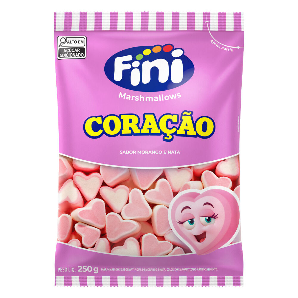 Pacote Fini Marshmallow Cora&ccedil;&atilde;o 250g Morango e Nata