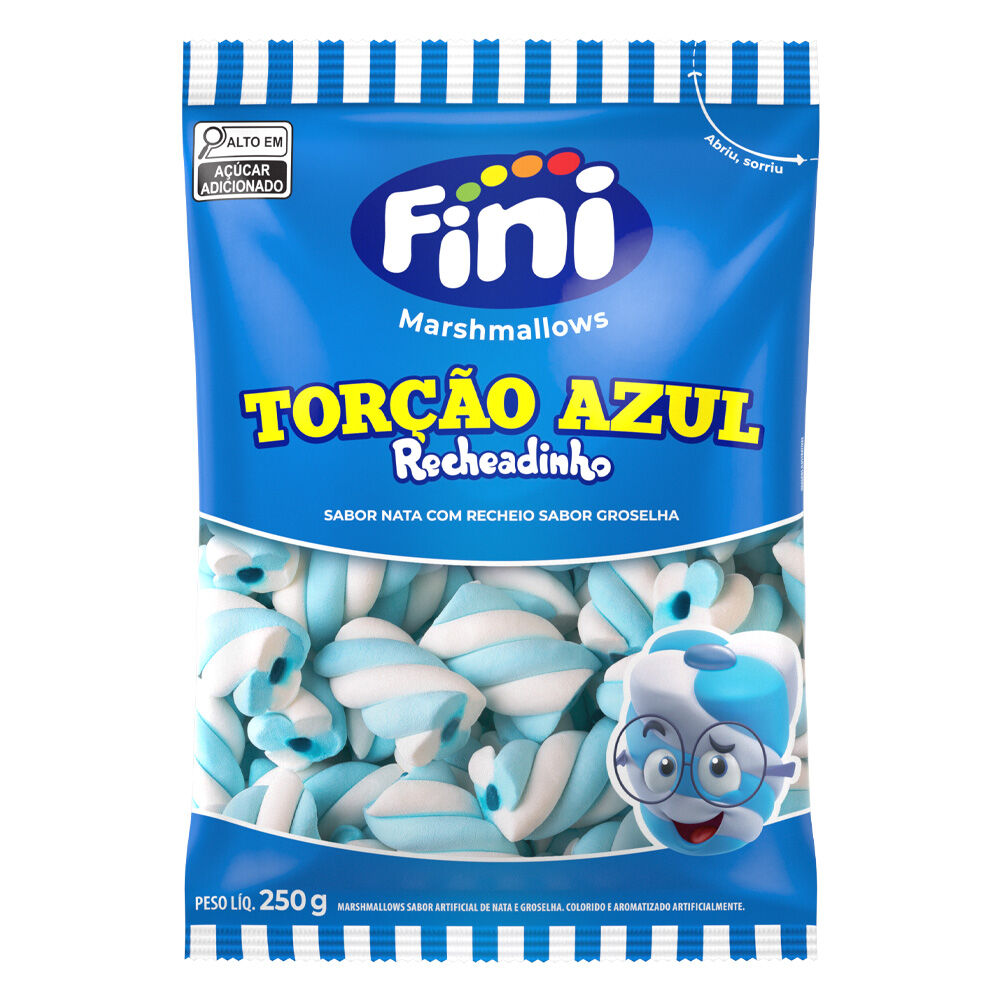 Pacote Fini Marshmallow Marsh Tor&ccedil;&atilde;o Azul Recheado 250g