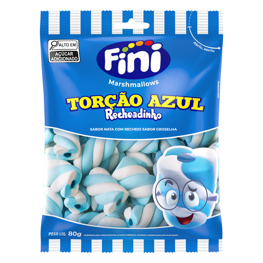 Pacote Fini Marshmallow Marsh Tor&ccedil;&atilde;o Azul Recheado 80g
