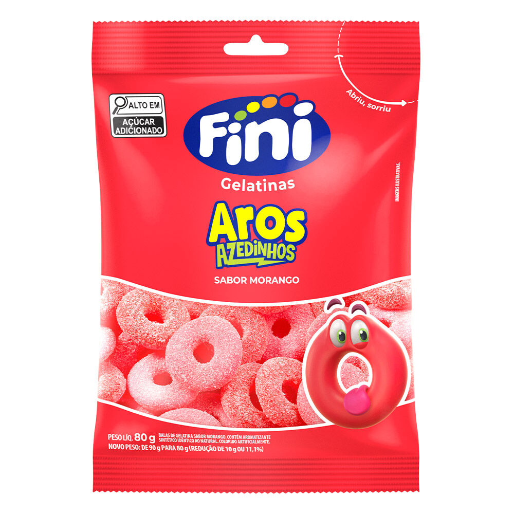 Pacote Fini Aros de Morango Azedinho 80g