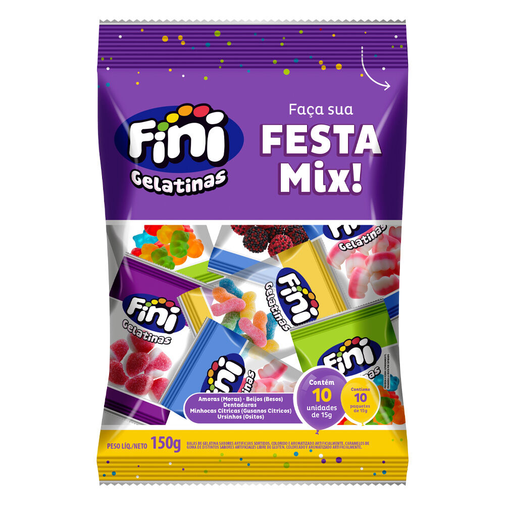 Fa&ccedil;a Festa Mix com 10 pacotes de 15g cada - Fini