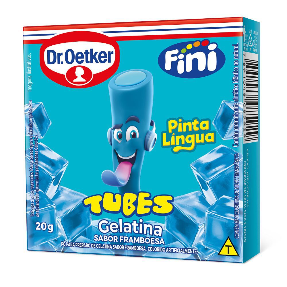 pacote de Gelatina Fini Pinta L&iacute;ngua 20g Sabor Framboesa