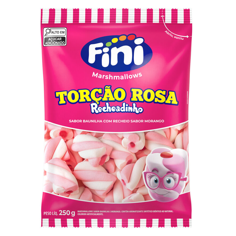 Pacote Fini Marshmallow Marsh Tor&ccedil;&atilde;o Rosa Recheado 250g