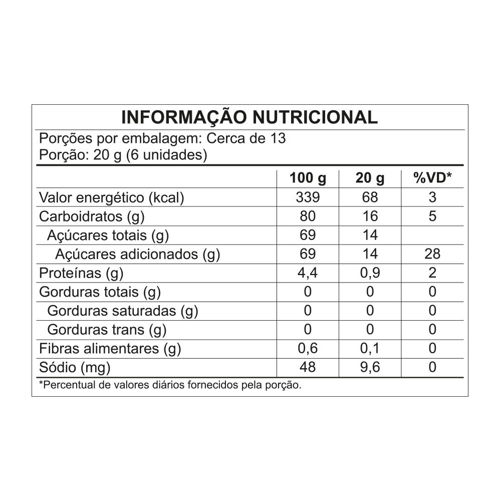 Tabela Nutricional Fini Marshmallow Marsh Flor 250g Baunilha